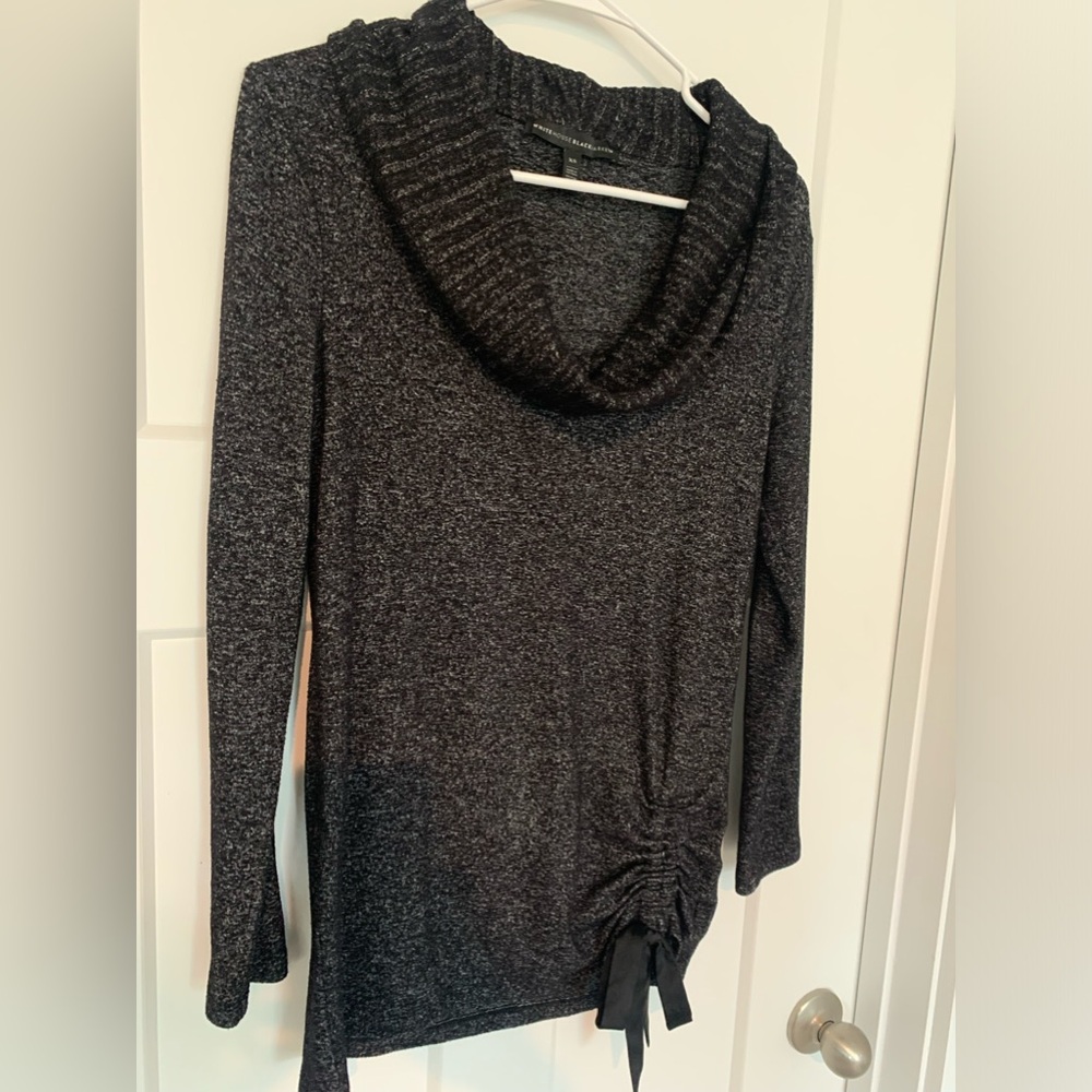 White House Black Market XS Sweater with side ruching and bow